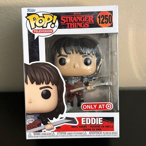 Funko Pop Eddie with Guitar #1250 Stranger Things Target Exclusive - Picture 1 of 2